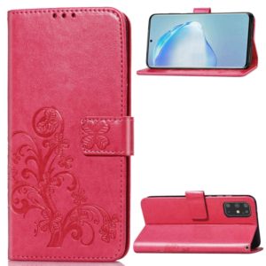 For Galaxy S20+ Four-leaf Clasp Embossed Buckle Mobile Phone Protection Leather Case with Lanyard & Card Slot & Wallet & Bracket Function(Magenta) (OEM)