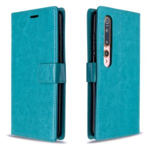 For xiaomi 10 Crazy Horse Texture Horizontal Flip Leather Case with Holder & Card Slots & Wallet & Photo Frame(Blue) (OEM)
