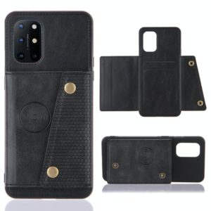For OnePlus 8T Double Buckle PU + TPU Shockproof Magnetic Protective Case with Card Slots & Holder(Black) (OEM)