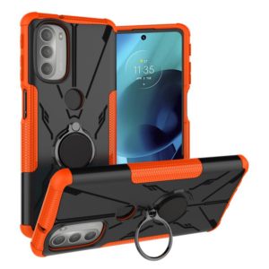 For Motorola Moto G51 5G Armor Bear Shockproof PC + TPU Phone Protective Case with Ring Holder(Orange) (OEM)
