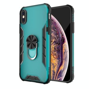 For iPhone X / XS Magnetic Frosted PC + Matte TPU Shockproof Case with Ring Holder(Glistening Green) (OEM)