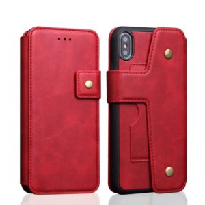 For iPhone XS Max Cowhide Texture Magnetic Absorption Detachable Horizontal Flip Leather Case with Holder & Card Slots & Wallet (Red) (OEM)