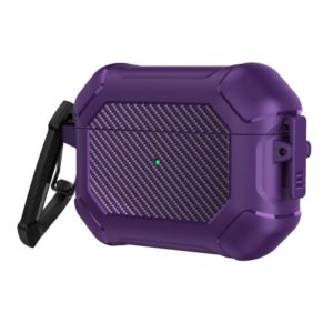 Carbon Brazing Dimension TPU+PC Headphone Protective Cover with Switch Lock & Carabiner For AirPods Pro(Purple) (OEM)