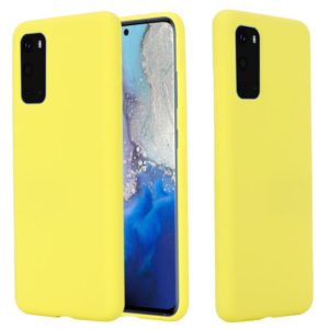 For Galaxy S20+ Solid Color Liquid Silicone Shockproof Full Coverage Protective Case(Yellow) (OEM)
