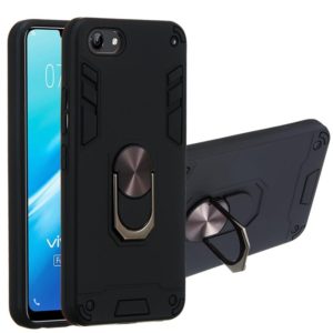 For vivo Y81 (Nonporous) 2 in 1 Armour Series PC + TPU Protective Case with Ring Holder(Black) (OEM)