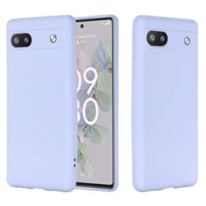 For Google Pixel 6a Pure Color Liquid Silicone Phone Case(Purple) (OEM)