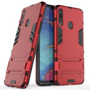 For Samsung Galaxy A20s PC + TPU Shockproof Case with Holder(Red) (OEM)