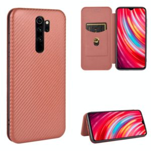 For Xiaomi Redmi Note 8 Pro Carbon Fiber Texture Horizontal Flip TPU + PC + PU Leather Case with Card Slot(Brown) (OEM)
