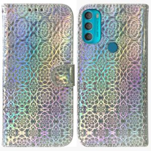 For Motorola Moto G71 Colorful Magnetic Buckle Leather Phone Case(Silver) (OEM)