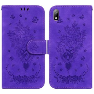 For Huawei Y5 2019 / Honor 8S Butterfly Rose Embossed Leather Phone Case(Purple) (OEM)