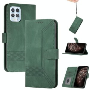 For Motorola Edge S / G100 Cubic Skin Feel Flip Leather Phone Case(Dark Green) (OEM)