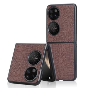 For Huawei P50 Pocket Crocodile Texture Folding Phone Case(Brown) (OEM)