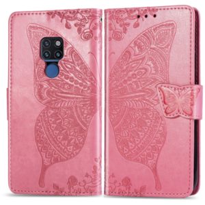 Butterfly Love Flowers Embossing Horizontal Flip Leather Case for Huawei Mate 20, with Holder & Card Slots & Wallet & Lanyard (Pink) (OEM)