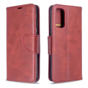 For Galaxy S20 Retro Lambskin Texture Pure Color Horizontal Flip PU Leather Case with Holder & Card Slots & Wallet & Lanyard(Red) (OEM)