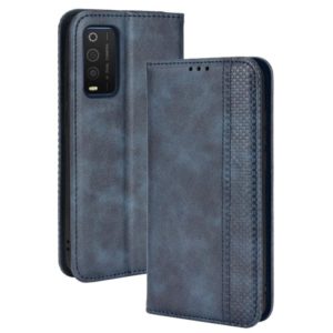 For TCL 205 Magnetic Buckle Retro Texture Leather Phone Case(Blue) (OEM)