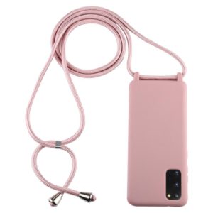 For Galaxy S20 Candy Color TPU Protective Case with Lanyard(Dark Pink) (OEM)