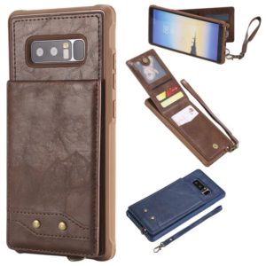 For Galaxy Note 8 Vertical Flip Shockproof Leather Protective Case with Short Rope, Support Card Slots & Bracket & Photo Holder & Wallet Function(Coffee) (OEM)