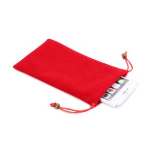 Universal Leisure Cotton Flock Cloth Carry Bag with Lanyard for iPhone 6 Plus, iPhone 6S Plus, Galaxy Note 8, Galaxy S6 edge Plus / A8 / Note 5 / Note 4 / Galaxy Mega 6.3 / i9200(Red) (OEM)