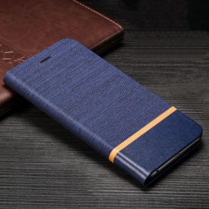 For LG K62+ Canvas Three-color Stitching Business Horizontal Flip Leather Case with Holder & Card Slot(Blue) (OEM)