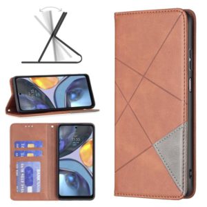 For Motorola Moto G22 Prismatic Invisible Magnetic Leather Phone Case(Brown) (OEM)