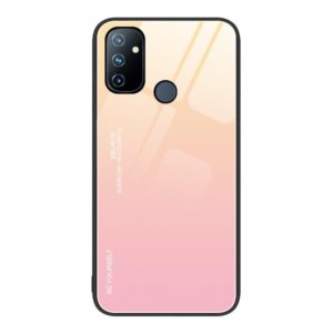 For OnePlus Nord N100 Gradient Color Glass Case(Yellow Pink) (OEM)