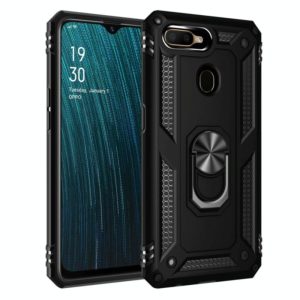For OPPO A5s Shockproof TPU + PC Protective Case with 360 Degree Rotating Holder(Black) (OEM)