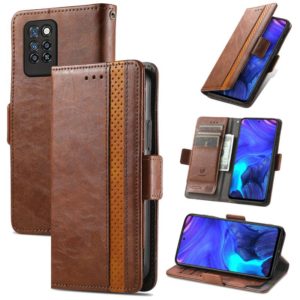 For Infinix Note 10 Pro CaseNeo Business Splicing Dual Magnetic Buckle Horizontal Flip PU Leather Case with Holder & Card Slots & Wallet(Brown) (OEM)