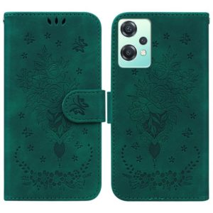 For OnePlus Nord CE 2 Lite 5G Butterfly Rose Embossed Leather Phone Case(Green) (OEM)