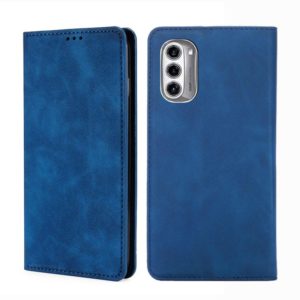 For Motorola MOTO G52j 5G Skin Feel Magnetic Horizontal Flip Leather Phone Case(Blue) (OEM)