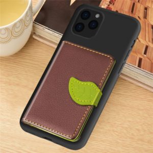 For iPhone 11 Pro Max Litchi Pattern Card Bag Wallet Bracket + TPU Phone Case with Card Slot Wallet Bracket Function(Brown) (OEM)