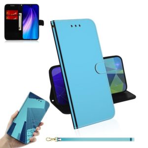 For Xiaomi Redmi Note 8T Mirror-like Magnetic Attraction Horizontal Flip Leather Case with Lanyard, Support Holder & Card Slot & Wallet(Blue) (OEM)