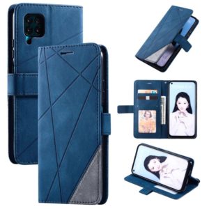 For Huawei P40 Lite Skin Feel Splicing Horizontal Flip Leather Case with Holder & Card Slots & Wallet & Photo Frame(Blue) (OEM)