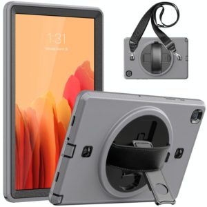 For Samsung Galaxy Tab A7 10.4 T500 / T505 Shockproof TPU + PC Tablet Case with Holder & Pen Slot & Shoulder Strap(Grey) (OEM)
