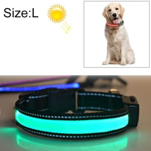 Medium and Large Dog Pet Solar + USB Charging LED Light Collar, Size: L, Neck Circumference Size: L, 50-60cm(Green) (OEM)