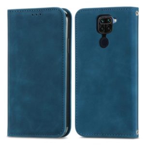 For Xiaomi Redmi 10X 4G / Redmi Note 9 Retro Skin Feel Business Magnetic Horizontal Flip Leather Case with Holder & Card Slots & Wallet & Photo Frame(Blue) (OEM)
