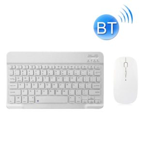YS-001 9.7-10.1 Inch Tablets Phones Universal Mini Wireless Bluetooth Keyboard, Style:with Bluetooth Mouse(White) (OEM)