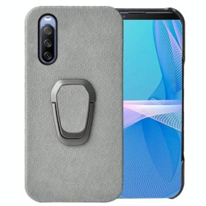 For Sony Xperia 10 IV Ring Holder Honeycomb PU Phone Case(Grey) (OEM)