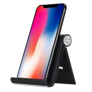 Lenuo DL-19 Universal ABS + Silica Gel Desktop Holder Multi-Angle Desk Stand for 3.5-11 inch Mobile Phone & Tablet(Black) (lenuo) (OEM)