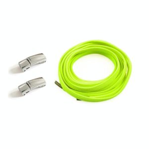 1 Pair SLK28 Metal Magnetic Buckle Elastic Free Tied Laces, Style: Silver Magnetic Buckle+Green Shoelaces (OEM)