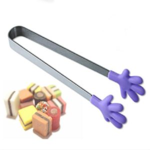 Silicone Stainless Steel Cooking Kitchen Ice Tong Food BBQ Salad Hand Clip(Purple) (OEM)