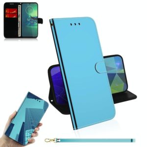 For Motorola Moto G8 Plus Mirror-like Magnetic Attraction Horizontal Flip Leather Case with Lanyard, Support Holder & Card Slot & Wallet(Blue) (OEM)