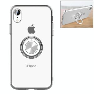 For iPhone XR Transparent TPU Metal Ring Case with Metal Ring Holder(Transparent) (OEM)