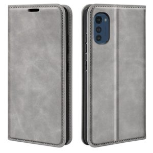 For Motorola Moto E32 4G Retro-skin Magnetic Suction Leather Phone Case(Grey) (OEM)