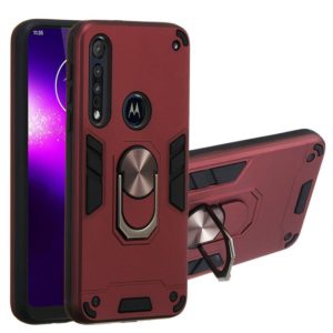 For Motorola One Macro / Moto G8 Play 2 in 1 Armour Series PC + TPU Protective Case with Ring Holder(Wine Red) (OEM)