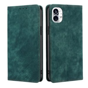 For Nothing Phone 1 RFID Anti-theft Brush Magnetic Leather Phone Case(Green) (OEM)