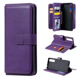 For Sony Xpeira 1 II Multifunctional Magnetic Copper Buckle Horizontal Flip Solid Color Leather Case with 10 Card Slots & Wallet & Holder & Photo Frame(Purple) (OEM)