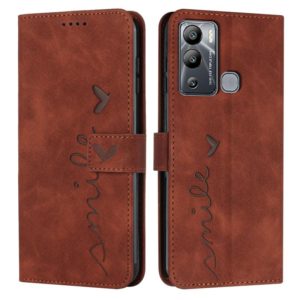 For Infinix Hot 12i Skin Feel Heart Pattern Leather Phone Case(Brown) (OEM)