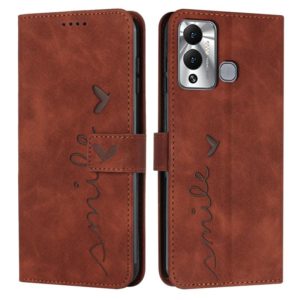 For Infinix Hot 12 Play Skin Feel Heart Pattern Leather Phone Case(Brown) (OEM)
