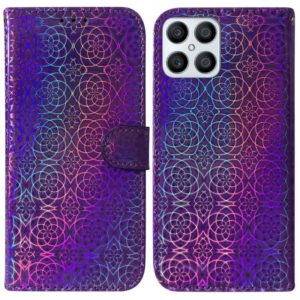 For Honor X8 Colorful Magnetic Buckle Leather Phone Case(Purple) (OEM)