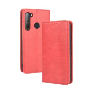 For HTC Desire 20 Pro Magnetic Buckle Retro Crazy Horse Texture Horizontal Flip Leather Case , with Holder & Card Slots & Photo Frame(Red) (OEM)